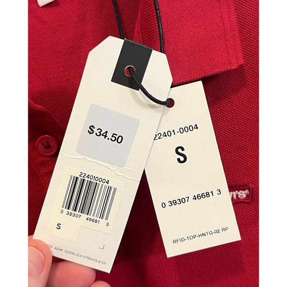 NWT Levi's Red Polo Shirt Top Mens Size Small MSRP $34.50 - Picture 5 of 8